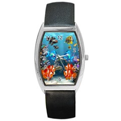 Aquarium Fish Tank Sea Life Barrel Style Metal Watch by Wegoenart