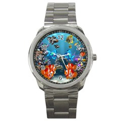 Aquarium Fish Tank Sea Life Sport Metal Watch by Wegoenart