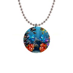 Aquarium Fish Tank Sea Life 1  Button Necklace by Wegoenart