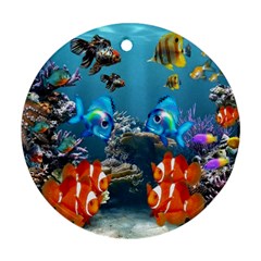 Aquarium Fish Tank Sea Life Round Ornament (two Sides) by Wegoenart