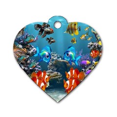 Aquarium Fish Tank Sea Life Dog Tag Heart (two Sides) by Wegoenart