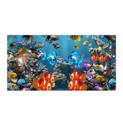 Aquarium Fish Tank Sea Life Satin Wrap 35  X 70  by Wegoenart