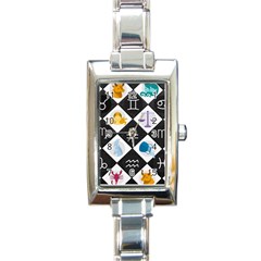 Zodiac Astrology Horoscope Pattern Rectangle Italian Charm Watch by Wegoenart