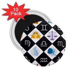 Zodiac Astrology Horoscope Pattern 2 25  Magnets (10 Pack)  by Wegoenart