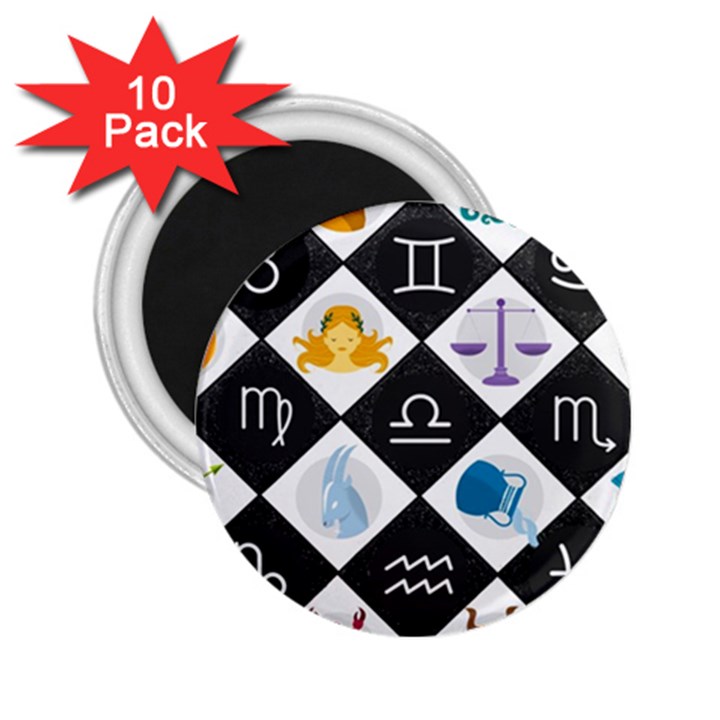 Zodiac Astrology Horoscope Pattern 2.25  Magnets (10 pack) 