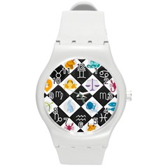 Zodiac Astrology Horoscope Pattern Round Plastic Sport Watch (m) by Wegoenart