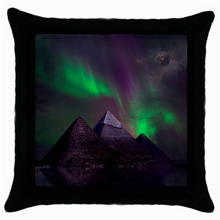 Fantasy Pyramid Mystic Space Throw Pillow Case (Black)