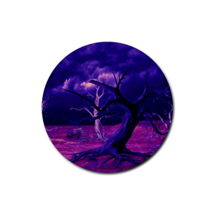 Forest Night Heaven Cloud Nature Rubber Coaster (Round)