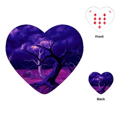 Forest Night Heaven Cloud Nature Playing Cards Single Design (heart) by Wegoenart