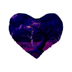 Forest Night Heaven Cloud Nature Standard 16  Premium Flano Heart Shape Cushions by Wegoenart