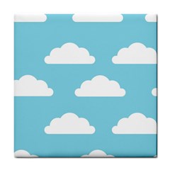 Clouds Blue Pattern Tile Coaster by ConteMonfrey