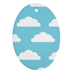 Clouds Blue Pattern Ornament (oval) by ConteMonfrey