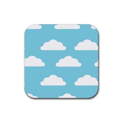 Clouds Blue Pattern Rubber Coaster (square) by ConteMonfrey