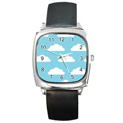 Clouds Blue Pattern Square Metal Watch by ConteMonfrey