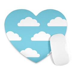 Clouds Blue Pattern Heart Mousepads by ConteMonfrey