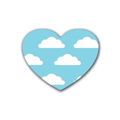 Clouds Blue Pattern Rubber Coaster (heart) by ConteMonfrey