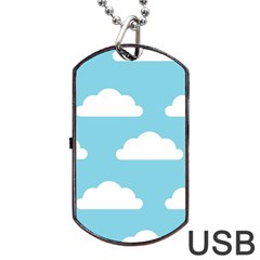 Clouds Blue Pattern Dog Tag Usb Flash (one Side) by ConteMonfrey