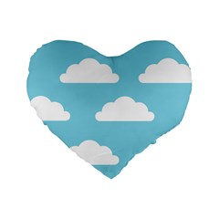 Clouds Blue Pattern Standard 16  Premium Heart Shape Cushions by ConteMonfrey