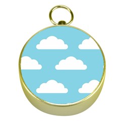 Clouds Blue Pattern Gold Compasses by ConteMonfrey