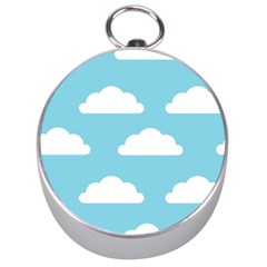 Clouds Blue Pattern Silver Compasses by ConteMonfrey