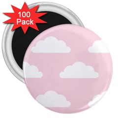 Clouds Pink Pattern   3  Magnets (100 Pack) by ConteMonfrey