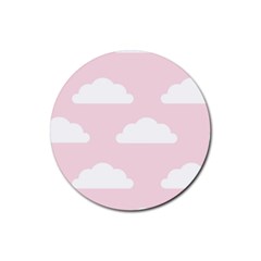 Clouds Pink Pattern   Rubber Coaster (round) by ConteMonfrey