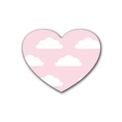 Clouds Pink Pattern   Rubber Coaster (heart) by ConteMonfrey