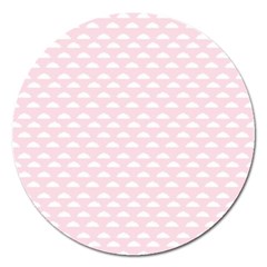 Little Clouds Pattern Pink Magnet 5  (round) by ConteMonfrey