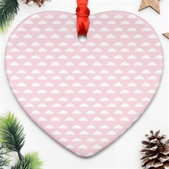 Little Clouds Pattern Pink Heart Ornament (two Sides) by ConteMonfrey