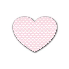 Little Clouds Pattern Pink Rubber Coaster (heart) by ConteMonfrey