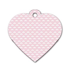 Little Clouds Pattern Pink Dog Tag Heart (one Side) by ConteMonfrey