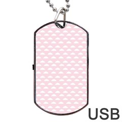 Little Clouds Pattern Pink Dog Tag Usb Flash (two Sides) by ConteMonfrey