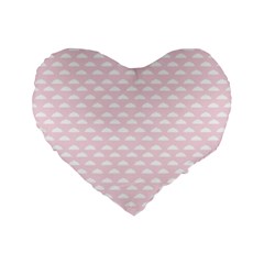 Little Clouds Pattern Pink Standard 16  Premium Flano Heart Shape Cushions by ConteMonfrey