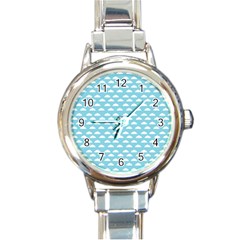 Little Clouds Blue  Round Italian Charm Watch by ConteMonfrey