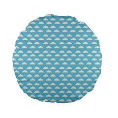 Little Clouds Blue  Standard 15  Premium Flano Round Cushions by ConteMonfrey