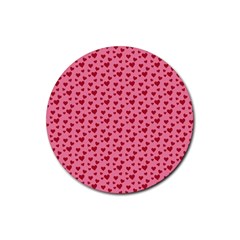 Cute Little Hearts Rubber Round Coaster (4 pack)