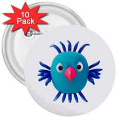 Fantasy 3d Bird Illustration 2 3  Buttons (10 Pack)  by dflcprintsclothing