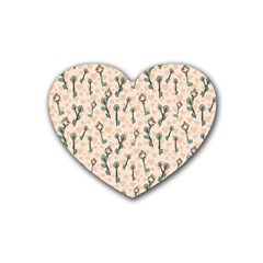 Romantic Heart Keys Rubber Coaster (heart) by ConteMonfrey