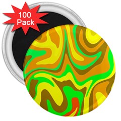 Groovy Wavy Pattern Colorful Pattern 3  Magnets (100 Pack) by Wegoenart