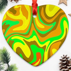 Groovy Wavy Pattern Colorful Pattern Heart Ornament (two Sides)