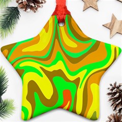 Groovy Wavy Pattern Colorful Pattern Star Ornament (two Sides) by Wegoenart