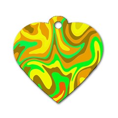 Groovy Wavy Pattern Colorful Pattern Dog Tag Heart (two Sides) by Wegoenart