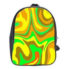 Groovy Wavy Pattern Colorful Pattern School Bag (xl) by Wegoenart