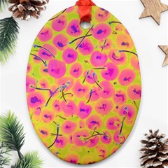 Cherries Fruit Food Neon Texture Fluorescent Ornament (oval)