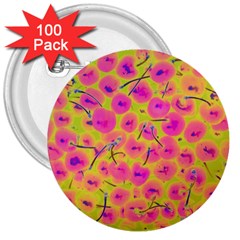 Cherries Fruit Food Neon Texture Fluorescent 3  Buttons (100 Pack)  by Wegoenart