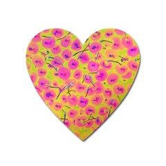 Cherries Fruit Food Neon Texture Fluorescent Heart Magnet by Wegoenart