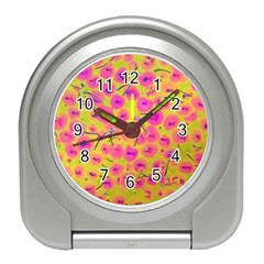 Cherries Fruit Food Neon Texture Fluorescent Travel Alarm Clock by Wegoenart