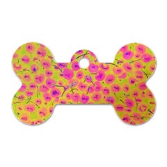 Cherries Fruit Food Neon Texture Fluorescent Dog Tag Bone (one Side) by Wegoenart