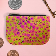 Cherries Fruit Food Neon Texture Fluorescent Mini Coin Purse by Wegoenart