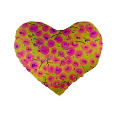 Cherries Fruit Food Neon Texture Fluorescent Standard 16  Premium Heart Shape Cushions by Wegoenart